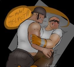 cuddling cute engineer_(team_fortress_2) gay grinding_through_clothes hug hugging laugh laughing love old_man old_man_yaoi soldier_(team_fortress_2) team_fortress_2 tf2 tickling valve valve_(company) yaoi