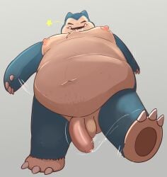 balls belly big_penis chubby claws drool drooling fur furry male male_focus male_only monster motion_lines nintendo nipples non-human penis pokemon pokemon_(species) precum simple_background smiling smiling_at_viewer snorlax solo solo_male