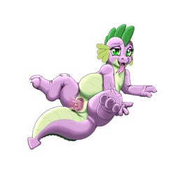 2013 barb_(mlp) clitoris dragon female feral friendship_is_magic green_eyes kitsune_youkai my_little_pony penetration purple_body pussy rule_63 scalie simple_background solo spike_(mlp) vaginal_penetration white_background