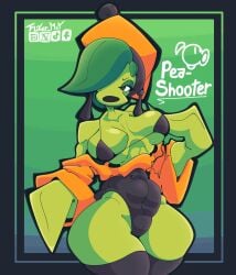 1girls anthro anthrofied ass breasts breasts female flickermat flora_fauna peashooter_(pvz) plant plant_girl plant_humanoid plantie plants_vs._zombies plants_vs_zombies popcap_games pussy