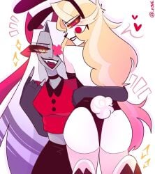 ass big_ass bunny_girl charlie_morningstar_(hazbin_hotel) hazbin_hotel vaggie_(hazbin_hotel)