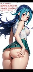 1girls ? ai_generated ass blue_hair blush clothing dat_ass edit erect_nipples female grabbing_ass huge_breasts kamishiro_rio long_hair looking_at_viewer panties pose rear_view red_eyes rio_kamishiro solo text thick_ass thick_thighs thighs visible_nipples white_background x24x yu-gi-oh! yu-gi-oh!_zexal