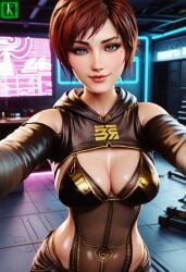 ai_eyes ai_generated cleavage cute_face cute_female kisuco lily_artemis_ii looking_at_viewer mole_on_breast selfie stellar_blade