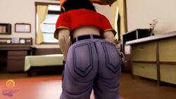 3d 3d_animation ass ass_focus bandana bedroom black_hair blender dragon_ball_gt fully_clothed giru huge_ass living_room mp4 orange_bandana pan_(dragon_ball) pants pants_chain red_shirt shaking_ass shaking_butt sound tagme twerking video visualtoon