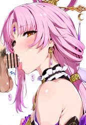 1boy 1girls cum cum_in_mouth fellatio fu_xuan_(honkai:_star_rail) honkai:_star_rail icomerrr oral penis seductive_smile tongue_out upper_body