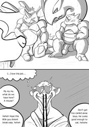 2016 anthro balls big_balls blood canine clothed clothing comic english_text feet fur group group_sex hi_res legendary_pokemon lugia male mammal monochrome mouse muscular nidoking nintendo nude pokemon pokemon_(species) rhydon rodent ryusuke573 sex spa teeth text threesome tongue tongue_out video_games xalex14 yaoi