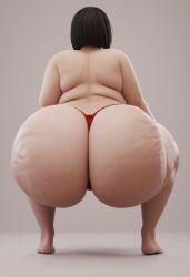 1girls 3d ai_generated asian asian_female ass ass_cheeks ass_focus back back_view background bbw big_ass big_booty big_bottom big_butt big_buttocks bob_cut booty bubble_ass bubble_butt buttocks cellulite chubby chubby_female colossal_ass dat_ass dat_butt enormous_ass fat_ass fat_butt fat_rolls gray_background hands_on_knees huge_ass hyper_ass japanese japanese_female large_ass massive_ass obese obese_female paag phat_ass rear_view red_thong semi_nude simple_background solo solo_female squatting sumo tagme thick_ass thong