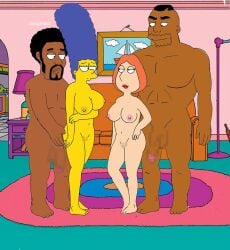 dark-skinned_male family_guy hair_blue lois_griffin marge_simpson tagme the_simpsons