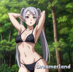 1girls ai_generated anime_style big_breasts bikini elf exotic female female_only frieren hi_res high_resolution highres solo sousou_no_frieren white_hair