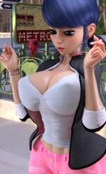 1girls 3d 3d_(artwork) aged_up big_breasts bimbo bimbo_body busty cleavage female_only huge_breasts human kwami large_breasts long_hair looking_pleasured marinette_dupain-cheng miraculous:_tales_of_ladybug_and_cat_noir miraculous_ladybug nipple_bulge no_bra no_panties pink_jeans ruidx skimpy_clothes slim_waist solo solo_female tagme tikki_(miraculous_ladybug) white_shirt