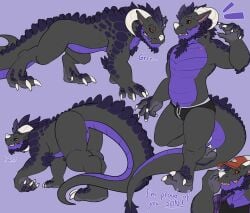 absurd_res anthro anus broken_horn dragon father_(lore) feral hi_res horn male musclegut muscular mythological_creature mythological_scalie mythology noctisdragon parent_(lore) scales scalie semi-anthro solo tenebris_(noctisdragon)