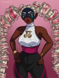 arms_(game) dark-skinned_female dark_skin facefist female female_only fit_female long_hair luchador luchador_mask multicolored_hair nail_polish nintendo nintendo_switch pink_hair prehensile_hair toned toned_female twintails twintelle white_hair