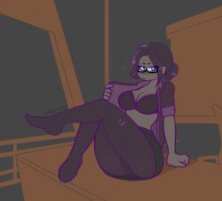 1girls ass clothed clothes_pull coy_doy female female_only glasses looking_at_viewer miss_pauling panties skirt stockings team_fortress_2 tf2 upskirt valve