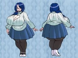 1girls blue_eyes brianna_love chubby cleavage cleavage_cutout commission commissioner_upload daisycandy glasses heart_cutout huge_ass huge_breasts huge_thighs keenkix keyhole_turtleneck milf mommy reference_image side_ponytail sweater thick_ass thick_thighs thighs