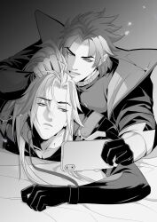 2boys aileviss bed dominant_male domination gay grabbing_hair hair_grab heartsteel_kayn heartsteel_series heartsteel_yone kayn league_of_legends long_hair_male male male/male male_only phone submissive submissive_male yaoi yone