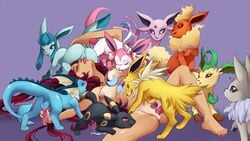 all_nine_eeveelutions anus barefoot bisexual bisexual_(female) breasts chaindecay cunnilingus eevee eeveelution espeon female flareon fur furry_ears furry_tail glaceon human jolteon large_breasts leafeon licking male nail_polish oral penetration penis pokemon pokemon_(species) pokephilia pussy sex shiny_pokemon sylveon tail trainer-sydney umbreon vaginal_penetration vaporeon witchofavalon zoophilia