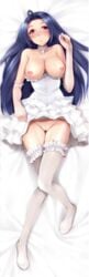 breasts dakimakura dress female female_only garter idolmaster miura_azusa nipples no_bra nopan open_clothes open_shirt pussy shirt solo thighhighs uncensored wedding_dress yuki_usagi_(mofurafu)