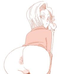 android_18 anus ass asshole bent_over dragon_ball dragon_ball_z female isami_meena