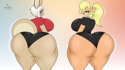 2024 2furrys 2girls ass ass_bigger_than_head big_ass big_breasts blonde_hair bubble_butt coco_bandicoot crash_(series) dropedartist enormous_ass furry furry_female furry_only huge_ass huge_breasts looking_at_another made_in_abyss nanachi pink_hair self_upload showing_ass smile spread_legs thick thick_ass thick_legs