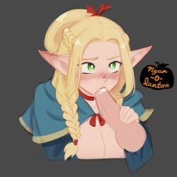 blowjob blush blushing_profusely delicious_in_dungeon dungeon_meshi face_fucking fellatio marcille_donato nyan_o_lantern(artist) sketch