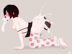 1boy 1girls ahe_gao all_fours anal anal_destruction anus areolae ass ass_juice balls balls_deep blush breasts brown_hair clothed_sex cum cum_in_ass cum_inflation cum_inside cum_out_mouth cum_out_nose cum_overflow cum_through cumflation dark-skinned_male dark_skin excessive_cum feet female huge_cock inflation interracial jlullaby large_insertion male nipples open_mouth overflow pajamas pants penis pussy rolling_eyes ruby_rose rwby sex short_hair silver_eyes stomach_bulge straight sweat testicles throat_bulge veiny veiny_penis