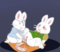 1boy 1girls anthro baby birth birthing blush clitoris clothing doctor duo female furry half-closed_eyes male max_(max_and_ruby) max_and_ruby nude pregnant pussy rabbit ruby_(max_and_ruby) simple_background spread_legs spreading umbilical_cord vagina what