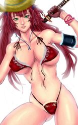 artist_request female green_eyes kagura_(oneechanbara) oneechanbara red_hair solo sword