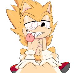 2boys anal animal_genitalia animal_penis ankifun cowgirl_position cum cum_inside ejaculation erection fleetway_super_sonic footwear from_front_position gay genitals gloves handwear inside kneeling looking_at_viewer male male/male penis red_eyes sex smile sonic_(series) sonic_the_hedgehog sonic_the_hedgehog_(comics) sonic_the_hedgehog_(series) spread_legs testicles tongue tongue_out vein veiny_penis white_background yellow_fur yellow_hair