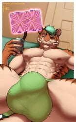 bulge bulge_in_face clothing felid finch_(meesh) first_person_view hi_res hypnosis hypnotizing_viewer jockstrap male male_only mammal matthew-x mind_control pantherine pov_crotch_closeup pov_penis_closeup tiger underwear