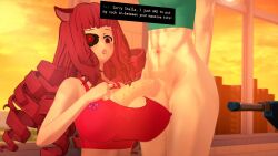 3d arms_behind_back big_breasts big_penis bottomless breasts dialogue dirty_talk futa_on_female futanari huge_breasts koikatsu large_breasts light-skinned_female light-skinned_futanari light_skin open_mouth paizuri partially_clothed penis penis_awe sei_asagiri shocked size_worship spiritofrei stella_hoshii surprised surprised_expression text too_big uncensored va-11_hall-a