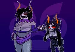 1girls afro alien black_hair clothed clown clown_girl clown_makeup colored_skin female futanari gamzee_makara genderswap_(mtf) grey_skin homestuck homestuck_troll horn horns intersex juggalo mansta partially_clothed rule_63 solo solo_female troll