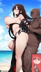 1-a_dot 1boy 1girls ai_generated beach big_breasts breasts brown_hair censored dark-skinned_male dark_skin fate/grand_order fate_(series) female interracial light-skinned_female light_skin male penis red_eyes sex sex_from_behind yu_miaoyi_(fate)