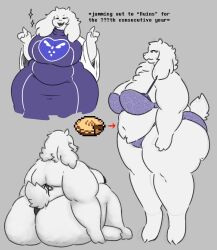 anthro ass belly big_breasts biped boss_monster_(undertale) bovid breasts caprine cellulite chubby_female curvy_figure digital_drawing_(artwork) digital_media_(artwork) english_text female fur goat horn looking_at_viewer mammal mature_female mexifurfoof milf navel nipples overweight overweight_female red_eyes simple_background smile solo tail text thick_thighs toriel undertale undertale_(series) voluptuous white_body white_fur wide_hips