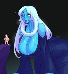 1boy 1girls big_lips blue_diamond_(steven_universe) cartoon_network diamond_authority dick_sucking_lips dsl gem_(species) giantess loggus_doggus size_difference steven_universe tagme