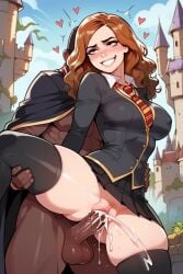 ai_generated artcalypse big_dick black_cock cum_in_pussy dark-skinned_male gryffindor gryffindor_tie harry_potter hermione_granger hogwarts hogwarts_school_uniform hogwarts_student interracial pleated_skirt school_uniform schoolgirl schoolgirl_uniform sex thiccwithaq_(ai_style) vaginal_penetration