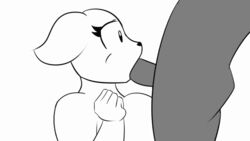 2016 animated anthro big_breasts black_nose breasts cute duo erection fellatio female fur hi_res huge_breasts humanoid_penis male mammal nude open_mouth oral penis sex simple_background solo_focus straight theicedwolf white_background white_fur