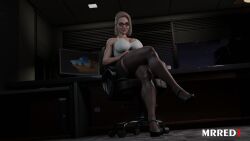 3d big_breasts big_butt big_thighs blender blonde_hair blue_eyes dc dc_comics injustice_2 kara_zor-l karen_starr looking_at_viewer mrred1 office_lady power_girl smile solo