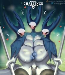 18_(artist) 3girls big_breasts blush boss_fight breasts_pressed_against_another breasts_squeezed_together busty claw_arm claws english_text female hollow_knight huge_breasts insect_abdomen insect_girl insect_humanoid insectoid large_breasts mantis mantis_girl mantis_humanoid mantis_lord massive_breasts milf multiple_girls naked nipples nipples_touching nude polearm team_cherry text weapon