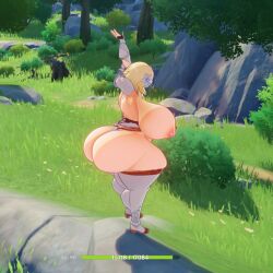 3d armpits big_ass big_breasts dotolie3d genshin_impact huge_ass huge_breasts hyper_ass hyper_breasts lumine_(genshin_impact) mod screencap screenshot thick_thighs