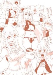 1girls aqua_(konosuba) balls breasts female isami_meena kono_subarashii_sekai_ni_shukufuku_wo! monochrome penis pubic_hair revealing revealing_clothes revealing_outfit sketch