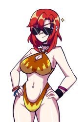 aviator_sunglasses breasts female female_only musclemaddie oc original original_character solo sunglasses swimsuit tinted_eyewear