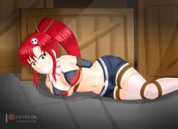 1girls bondage breasts breasts damsel_in_distress enigma_heart female female_only gagged long_hair otm_gag ponytail red_hair rope rope_bondage solo solo_female tengen_toppa_gurren-lagann tengen_toppa_gurren_lagann tied_up yellow_eyes yoko_littner