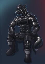 2022 abs anthro barazoku biceps big_muscles biped clothing dragon drone glaucablitz harness hi_res latex latex_clothing latex_skinsuit male muscular muscular_anthro muscular_male muscular_sub mythological_creature mythological_scalie mythology pecs scalie skinsuit solo submissive submissive_anthro submissive_male tight_clothing