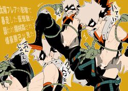 1boy blonde_hair clenched_teeth hero_outfit_(mha) katsuki_bakugou male male_focus male_only maneki-neko_(fujifuji) mask my_hero_academia penis solo solo_male torn_clothes translation_request undressing