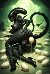 ai_generated alien_(franchise) egg_laying futa_only futanari high_heels purposesec xenomorph