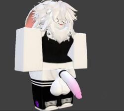 1boy 1femboy 3d animated black_clothing black_shirt black_tank_top blender blush bulge bulge_through_clothing cock_ring femboy glasses huge_cock no_sound penis_out roblox robloxian short_playtime sneakers tagme thighhighs tongue_out video vis-a-vis visa_cake wardrobe_malfunction white_hair white_skin