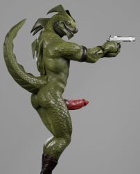 2024 3d_(artwork) aiming_gun anthro big_muscles big_penis biped digital_media_(artwork) epic_games erection fortnite genitals green_body green_scales hi_res humanoid_genitalia humanoid_penis hybrid_(fortnite) lizard looking_at_viewer male mcfizzyd_(nuthead101) muscular muscular_anthro muscular_male n7legion penis reptile scales scalie solo standing vein veiny_penis