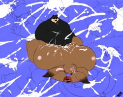 after_sex bangabear bear big_breasts blush bondage bound breasts breath canine cum ejaculate huge_breasts hyper hyper_breasts long_ears mammal open_mouth original original_character overweight panting penis sex teeth tongue