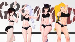 4girls arrancon black_hair black_hair_female blake_belladonna blonde_female blonde_hair blue_eyes catgirl faunus female female_only gold_eyes grimm_(rwby) grimmed human lavender_eyes multiple_girls ponytail pose posing red_hair red_highlights robotic_arm ruby_rose rwby silver_eyes team_rwby weiss_schnee white_hair white_hair_female yang_xiao_long yellow_eyes