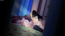 animated animation harada_(harada4780) light-skinned_female light_skin naruse_mio red_hair shinmai_maou_no_testament sleeping tagme twintails twintails_(hairstyle)